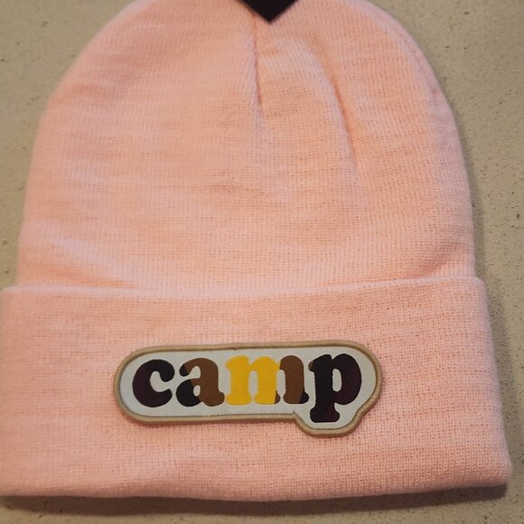 Dirt Road Rigs Accessories - camp (in camo) Patched Knit Cuffed Beanie in Soft Pink